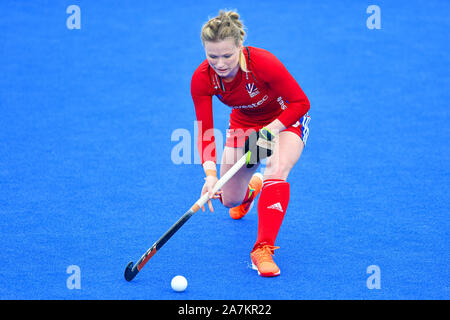 London, Großbritannien. 3 Nov, 2019. Während FIH Olympic Qualifier Match: Großbritannien vs Chile (Frauen) an Lea Valley Hockey und Tennis Center am Sonntag, November 03, 2019 in London, England. Credit: Taka G Wu/Alamy leben Nachrichten Stockfoto