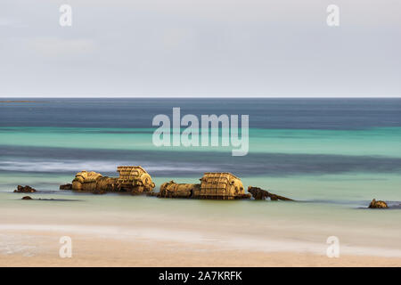 Die Überreste der WWI German Destroyer B98 in Lopness Bay, Northwall, Sanday, Orkney, Schottland Stockfoto