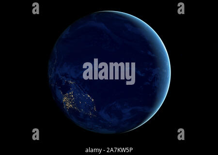 Die Erde aus dem All in der Nacht. Elemente dieses Bild wurde von der NASA eingerichtet. Stockfoto