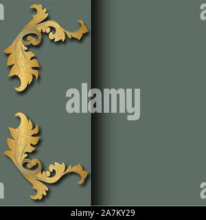 Retro textile Design Collection. Home Decor. In vintage auf grünem Hintergrund. Vintage Bilderrahmen. Hotel im viktorianischen Stil, Element Stock Vektor