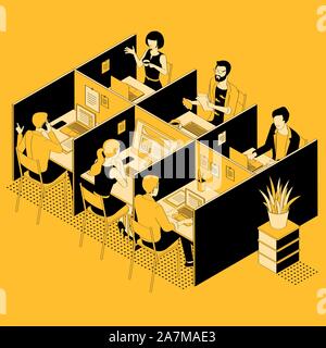 3d-Isometrische Büro Stock Vektor