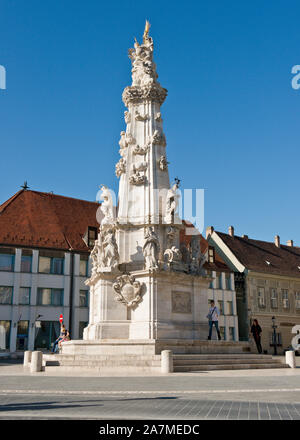 Dreifaltigkeitssäule (Szentháromság oszlop) in Trinity Square, Burgviertel, Budapest Stockfoto