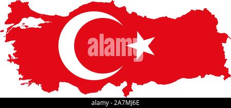 Die Türkei Karte Flagge oder türkische nationale Symbol, Zeichen, Symbol, Aufkleber, Hintergründe, Label etc. Stock Vektor