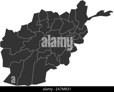 Afghanistan Karte Provinzen mit Grenzen Umrisse Vector Illustration Stock Vektor