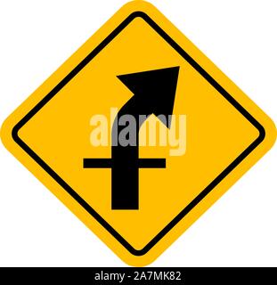 Cross Road auf einer Kurve zeichen Vector Illustration Stock Vektor