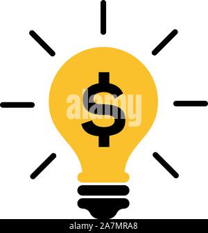 Geld Idee licht Symbol oder finanzielle Lampe dollar Vector Illustration Stock Vektor