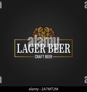 Lagerbier Label mit Logos von Handwerk Bier, Embleme für Bier Haus, Bar, Pub, Brauerei, Brauerei, Taverne am Schwarzen Vector Illustration Stock Vektor
