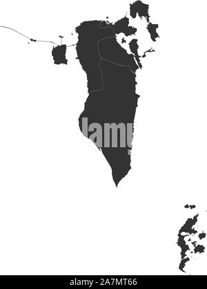 Bahrain Karte Persischen Golf Land mit Grenzen Vektor-illustration Hintergrund. Graue Farbe. Stock Vektor