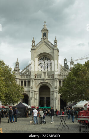 Saint Catherine's Church an einem bewölkten Tag in Brüssel in Belgien Stockfoto
