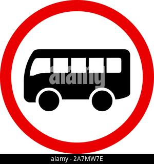 Schild Bus Stop Traffic symbol Vektor Illustration. Ideal für Aufkleber, Etiketten, Symbol, Zeichen und Hintergründe. Rot, Weiß. Stock Vektor