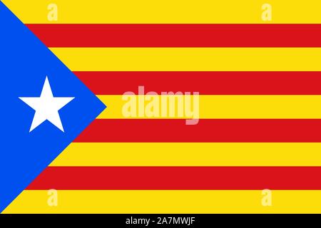 Spanien Katalonien Flagge Vektor-illustration Hintergrund. Perfekt für Hintergrundbilder, Wallpapers, Hintergründe, Poster, Aufkleber, Etikett etc. Stock Vektor