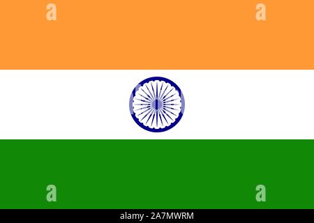 Flagge von Indien oder indische Flagge tricolor Vector Illustration für Hintergründe, Kulissen, Aufkleber, Etikett etc. Stock Vektor