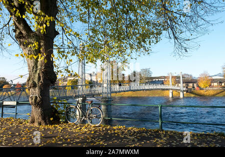 Infirmary Bridge, Hängebrücke über den Fluss Ness, Inverness, Schottland. Stockfoto
