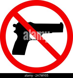 Gun Verbotsschild Warnung Vector Illustration. Eingeschränkter Bereich Pistole nicht erlaubt. Stock Vektor