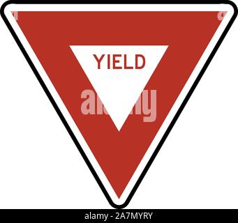 Ertrag zeichen Straßenverkehr symbol Vektor Illustration. Rot, Schwarz, Weiß. Stock Vektor