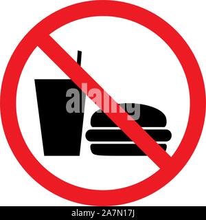 Kein Essen oder Trinken Symbol vektor Illustration. Roter Kreis. Stock Vektor