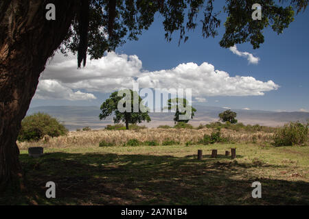 Ngorongoro Krater Panorama aus Sicht von RIM in Tansania, Afrika Stockfoto