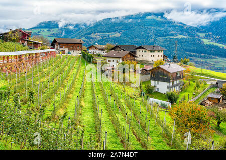 Idyllische herbstliche Ansicht in der Nähe von Klausen, Provinz Bozen, Trentino Alto Adige, Italien. Stockfoto