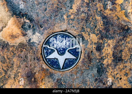 Texas Star Trail San Antonio Texas. 1986 Sehenswürdigkeiten in San Antonio zu identifizieren, Sterne können in den Bürgersteigen in ganz San Antonio zu finden. Stockfoto