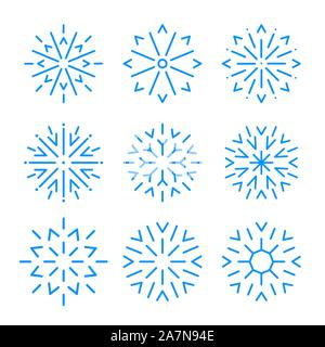 Schneeflocke Symbole. Satz flacher Schnee eis Symbole isoliert Stock Vektor