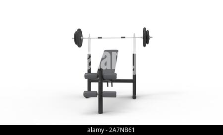 Bankdrücken Installation 3D Rendering in weißem Hintergrund Stockfoto