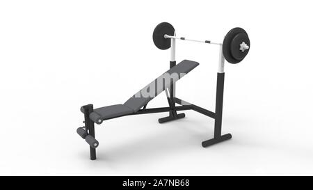 Bankdrücken Installation 3D Rendering in weißem Hintergrund Stockfoto