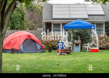 Aufwändige Halloween Dekorationen in East Hampton, New York Stockfoto