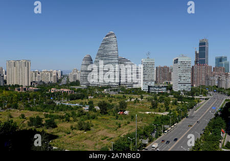 Ansicht von Süden der Wangjing Soho Bürogebäudekomplex in Wangjing, nordöstliche Peking Stockfoto