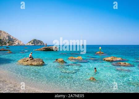 Berühmte Petanoi Strand in Kefalonia, Griechenland. Stockfoto