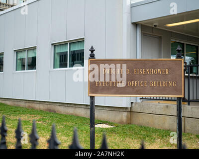 Dwight D. Eisenhower Executive Office Building Eingang und Zeichen in der Nation s Kapital Stockfoto