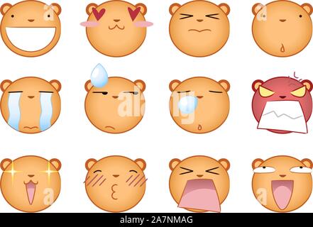 Niedliche Eichhörnchen lächelnd Smileys Avatar-Sammlung eingestellt Stock Vektor