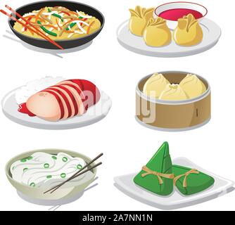 Chinesisches Gericht Abbildung: Symbole Stock Vektor