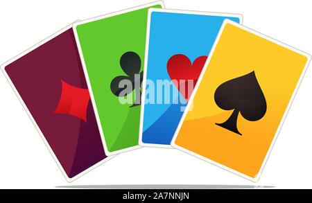 Bube, Dame, König und Ass poker Anzüge Vector Illustration. Stock Vektor