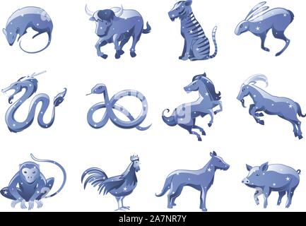 Chinesisches Sternzeichen Sterne Tiersymbolen Stock Vektor