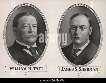 Republikanische Kandidaten für Präsident und Vizepräsident, William H. Taft, James S. Sherman, Plakat, George Prince, 1908 Stockfoto