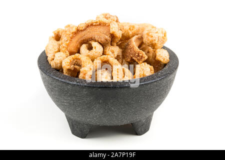 Low carb Schwarte cracklins crunchy salzigen Snack Stockfoto