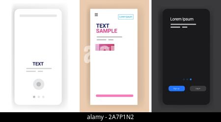 Unterschiedliche mobile App Bilder horizontal kopieren Raumzeiger Abbildung Stock Vektor