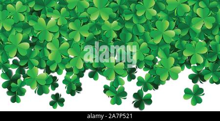 Saint Patricks Day Hintergrund mit gesprüht grünen Klee Blätter oder Shamrocks Stock Vektor