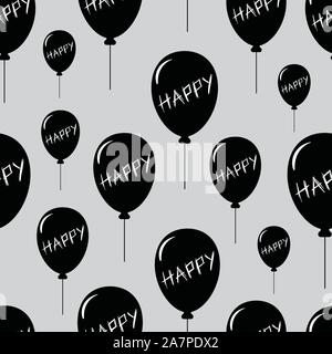 Depressive Luftballons und Text glücklich Stock Vektor