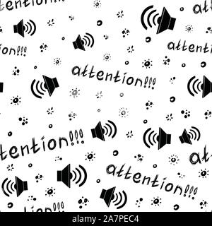 Nahtlose texure Aufmerksamkeit schwarze Farbe Stock Vektor