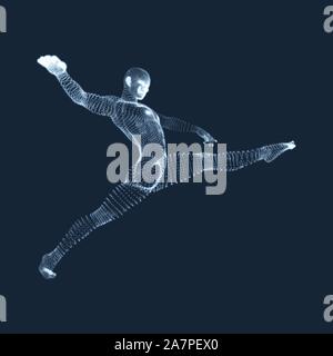 Gymnast. Man. 3D-Modell des menschlichen Körpers. Gymnastik Aktivitäten für Icon Health und Fitness Community. Vektorgrafiken aus Teilchen. Stock Vektor