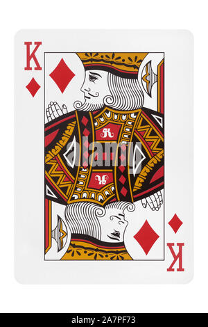 König von Diamanten Karte auf weißem Hintergrund Stockfoto