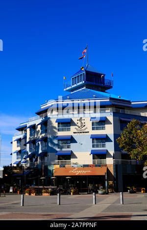 Das Waterfront Hotel und Largomare Bar, Jack London Square, Oakland, Kalifornien, Vereinigte Staaten von Amerika Stockfoto