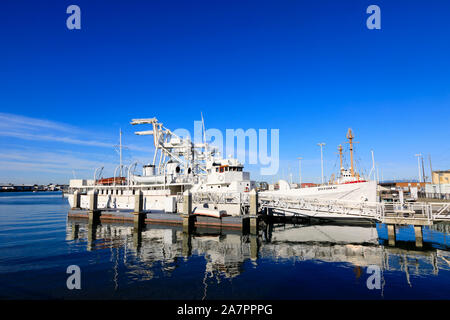 USS Potomac, die erhaltenen Presidential Yacht von Franklin D Roosevelt, Jack London Square, Oakland, Kalifornien, Vereinigte Staaten von Amerika Stockfoto