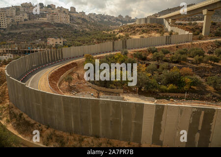 Israelische Sicherheitsmauer, nahe Bethlehem, Westjordanland, Palästina, Israel, Stockfoto