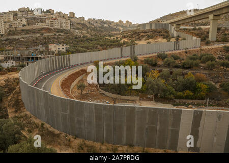 Israelische Sicherheitsmauer, nahe Bethlehem, Westjordanland, Palästina, Israel, Stockfoto