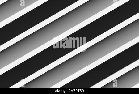 3D-Rendering. diagonale Weiß panel paralleles Muster auf schwarz Wand Hintergrund. Stockfoto