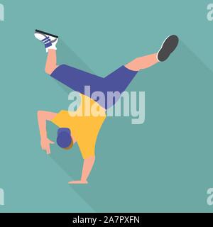 Breakdancer Symbol, flacher Stil Stock Vektor