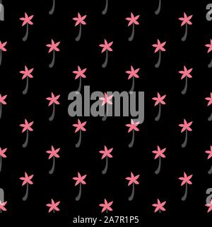 Nahtlose Cute Muster mit rosa Palmen auf dunklem Hintergrund. Vector Illustration Stock Vektor