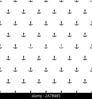 Schwarzer Anker auf weißem Hintergrund - Einfache nahtlose Vektor. Stock Vektor